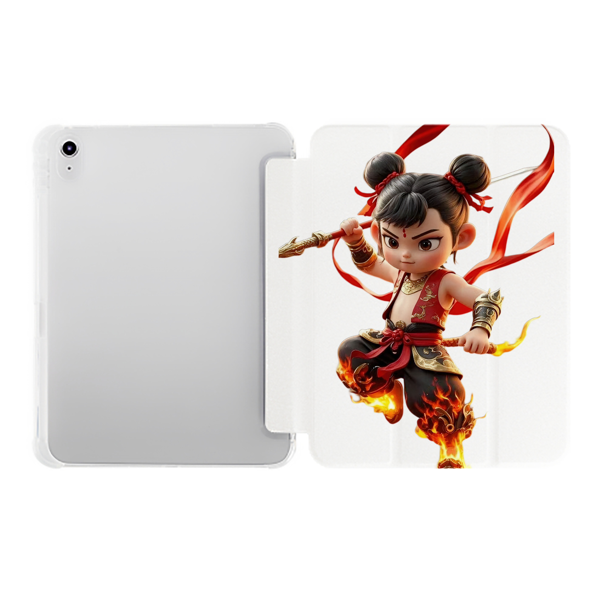 （画像用） Ne Zha 2 ナタ 魔童の大暴れ IPad ケース ペン収納付き 三つ折りスタンド PUレザー×シリコン 対応機種9.5/10.5/10.9インチ